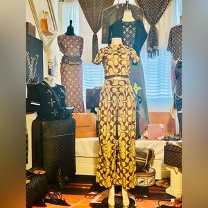 Stylish Yellow and Brown Pantsuit